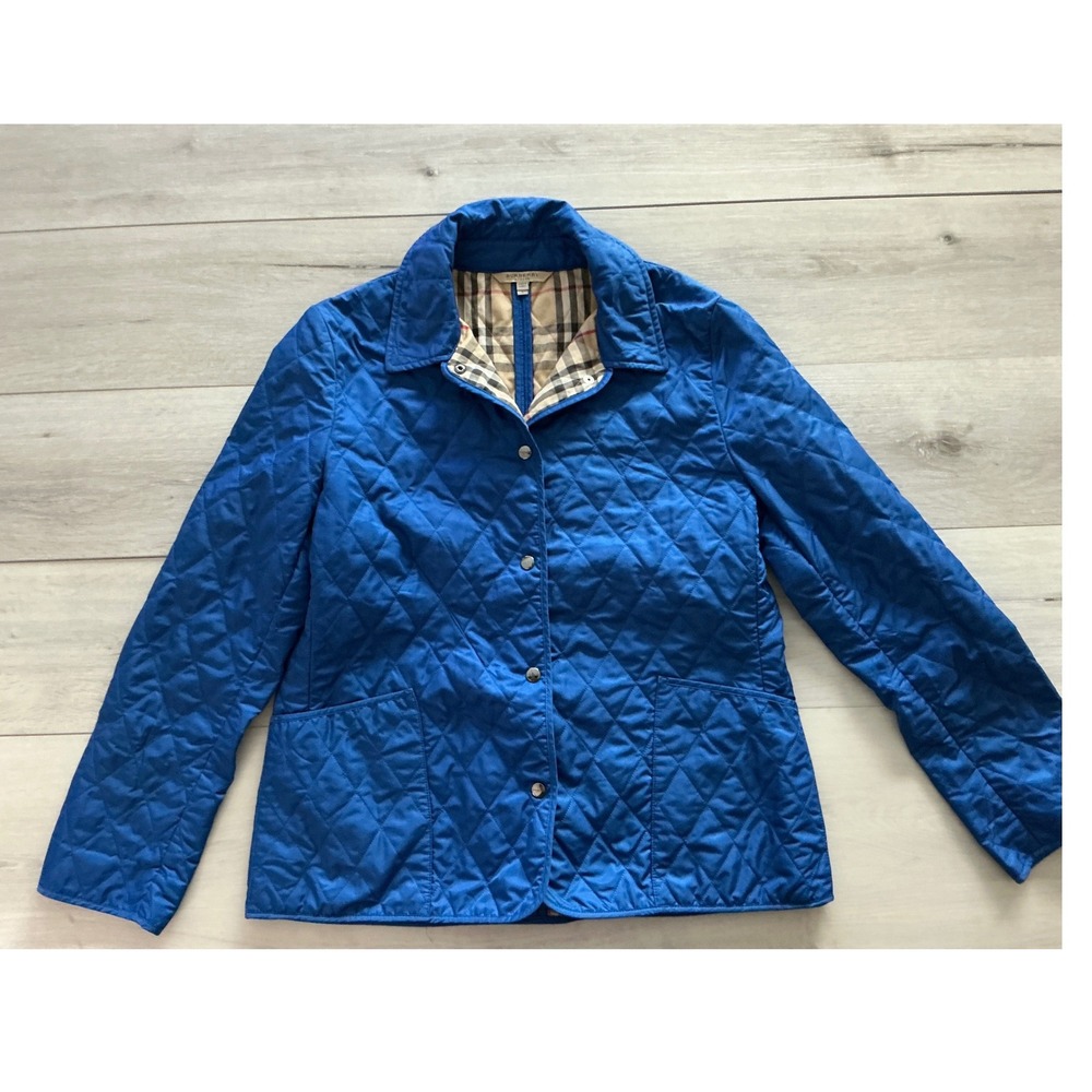 BURBERRY Diamond Quilted‎ Thermoregulated Jacket Blue Women's Size Large NWOT - Picture 6 of 7